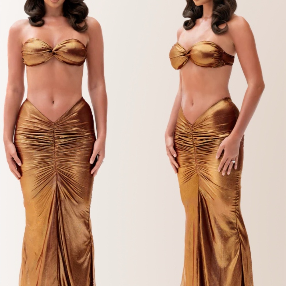 Bronze Strapless Two-Piece Dress
